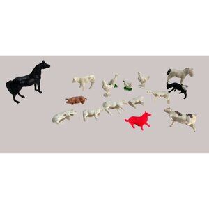 Horse Colt Filly Cows Chickens Dog Ducks Made in Hong Kong Plastic Vintage Toys